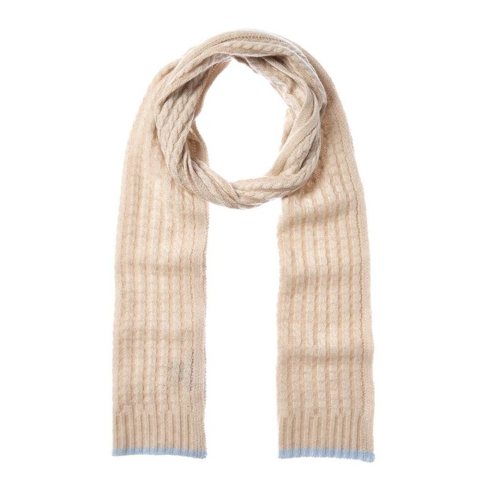 Forte Cashmere Plaited Baby Cable Cashmere Scarf, White